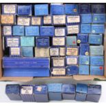 Half size supermarket tray containing 65 post-war Hornby-Dublo goods wagons, all boxed. A wide