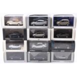 12 Norev 1/43rd scale diecasts, examples include No. 155411 Citroen C4, No. 910000 Cadillac Sixteen,