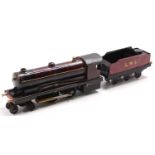 Bowman live steam 4-4-0 loco & tender, maroon. Loco has original paintwork with noticeable chips and