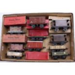 Eight Hornby & two Bassett-Lowke 0 gauge goods wagons, all post-war: 2 B/L LMS goods brakes; Hornby: