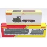 A Hornby 00 gauge boxed locomotive and flat bed wagon group, to include a No. R3171 Class P2 Cock of