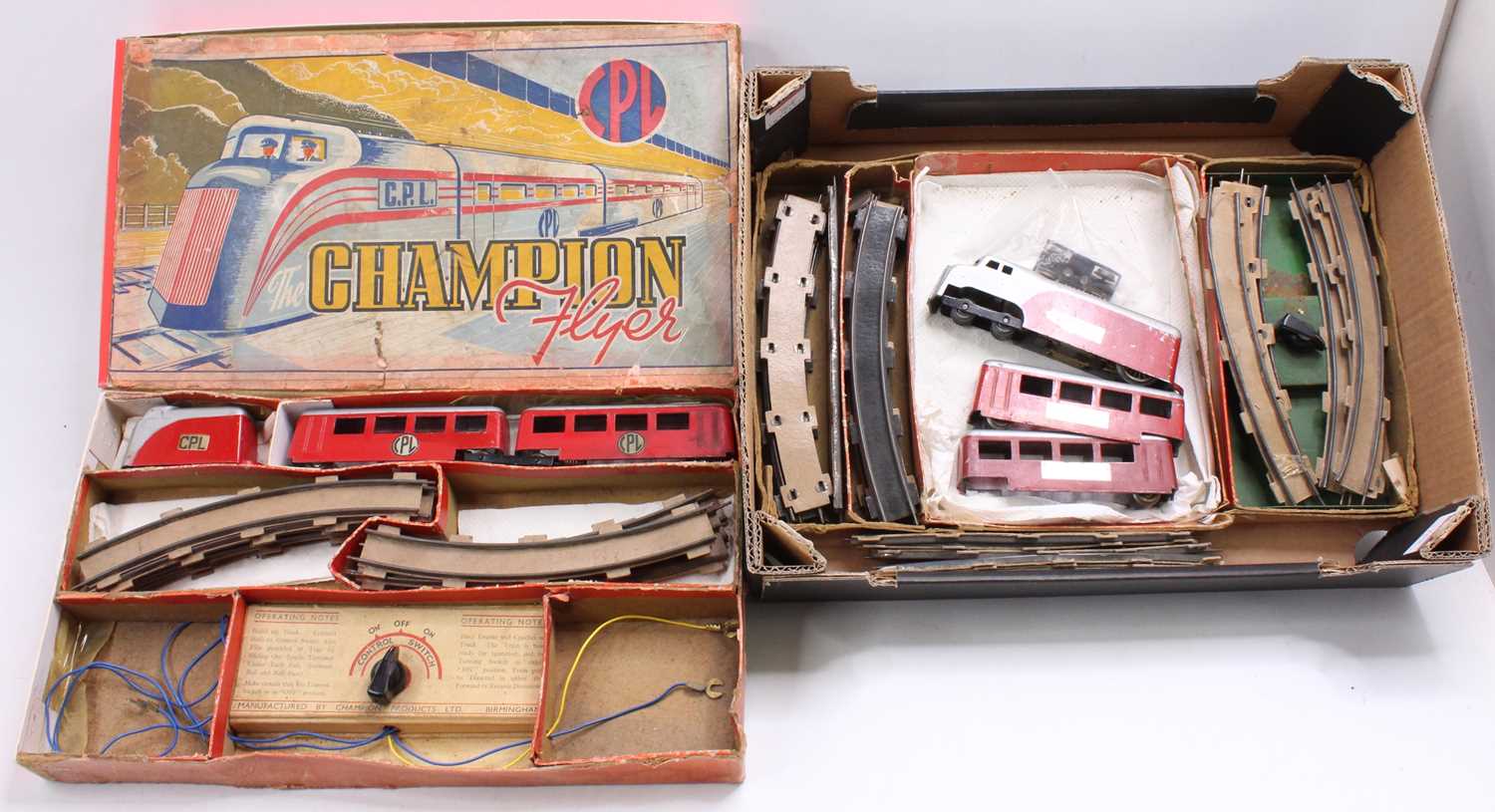 Two ‘The Champion Flyer Sets.’ In Michael Foster’s ‘British Toy Trains’ book 4 of 5, Champion