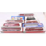 Eight H0 Jouef items: SNCF Co-Co electric loco red, silver & grey with orange stripe, CC6505 (E) (