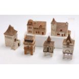 Collection of French P.Alibert stone and hand painted French model railway miniature buildings, to