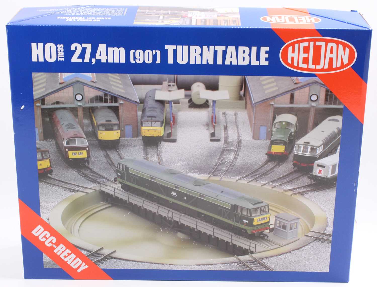 A Heljan boxed HO scale DCC ready 27.4m (90) turntable, appears as issued, and housed in the