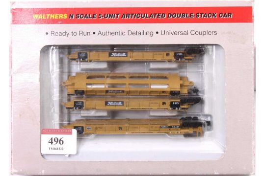 Walthers N Scale - Wagon Articulé 5 éléments Pour Transport De Conteneurs Double-stack (neuf)