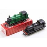 Two Hornby-Dublo 2-rail 0-6-0 tank locos: 2206 black 31337 will benefit from cleaning, totems faded,