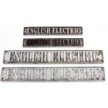 Four various cast iron English Electric signs, as removed from ex-diesel locomotives