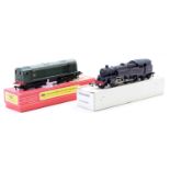 Two Hornby-Dublo 2-rail locos: 2230 Bo-Bo diesel electric D8017 BR green, one chip to roof,