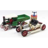 A Mamod SW1 live steam wagon comprising of green, white, and red body of usual specification,