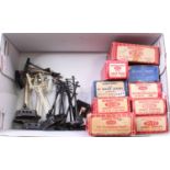 Shoebox containing Hornby-Dublo small items: box of six 5040 platelayer’s huts (NM) (BE); box of six