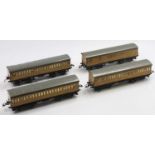 1935-41 Hornby rake of four No.2 Passenger coaches NE. 3 x 1st/3rd & one br/3rd. Roofs repainted