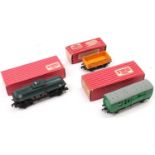 Three less common/rare Hornby-Dublo goods wagons: 4685 Caustic Liquor with diamond bogies, all