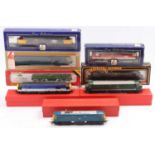 One tray containing a collection of various boxed and loose diesel outline HO scale locomotives,