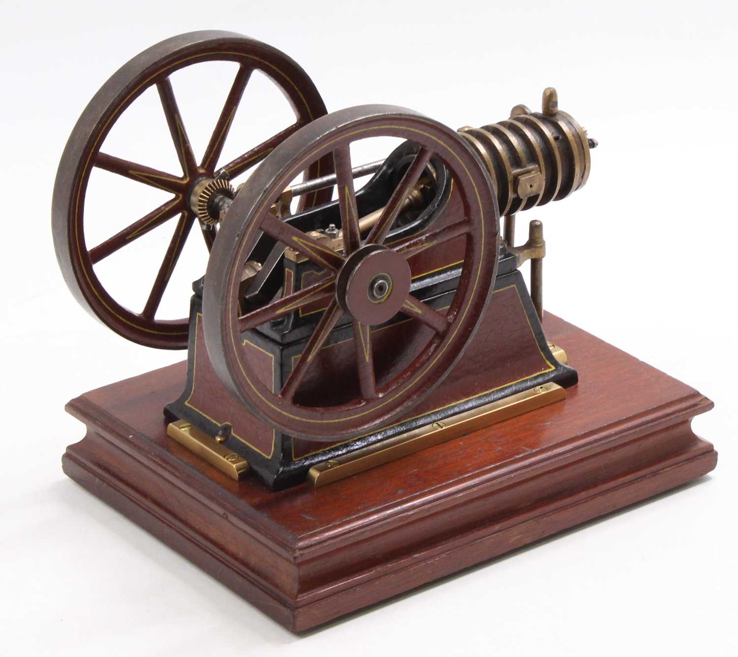 A circa 1900, possibly by Schoenner, stationary horizontal model gas engine, comprising gunmetal - Bild 2 aus 2