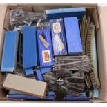 A large box of very clean Hornby-Dublo 3-rail track comprising both radius curves, straights,
