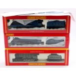 Three boxed Hornby 00 gauge locomotives to include a No. R284 B12 LNER Class locomotive and