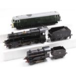 Three various 0 gauge locomotives to include a Bassett Lowke spirit fired 2-6-0 locomotive and LMS