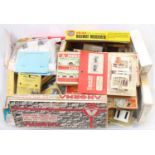 One box containing an extensive collection of various 00 gauge and HO scale plastic kits, lineside