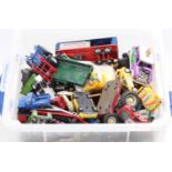 A large plastic tub containing a collection of mixed diecast to include Matchbox, Dinky, Corgi,