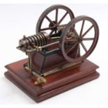 A circa 1900, possibly by Schoenner, stationary horizontal model gas engine, comprising gunmetal