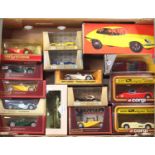 One tray containing a collection of tinplate and diecast Jaguar related models to include