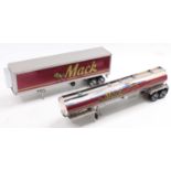 A pair of Franklin Mint 1/24 scale boxed tractor unit, trailers to include the Mack Tanker trailer