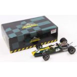 An Exoto Grand Prix Classics 1/18 scale model of a Lotus 49 No. 5 F1 race car, finished in yellow