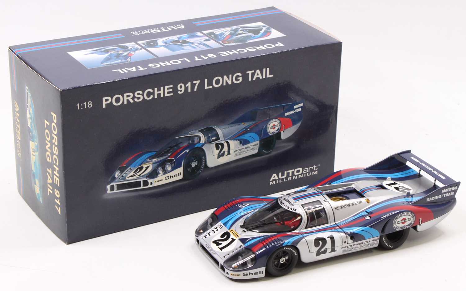 An Autoart Millennium No. 87171 1/18 scale boxed diecast model of a Porsche 917L Le Mans race car
