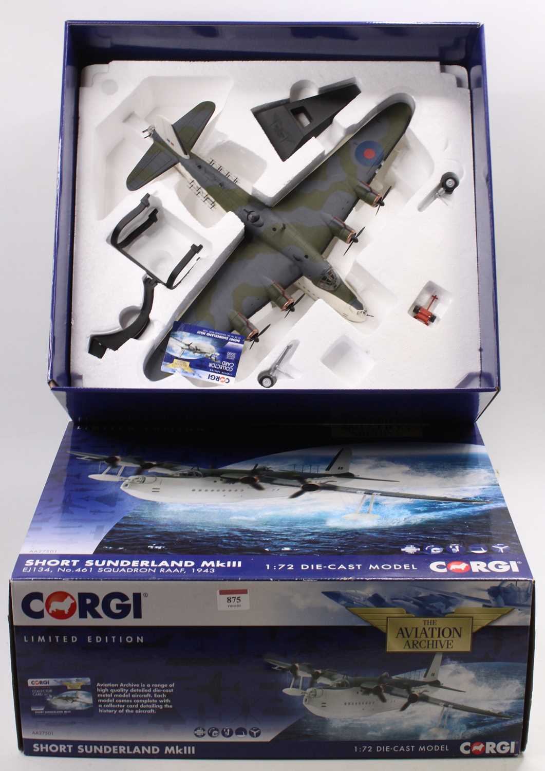 A Corgi Aviation Archive model No. AA27501 1/72nd scale diecast model of a Short Sunderland MkIII