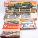 Four boxed 00 sale Hornby and Playcraft train sets to include a Hornby The Blue Streak boxed set,