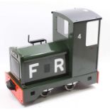 5 inch gauge battery-operated model of a Maxitrak "Ruston" locomotive, hand painted in green with