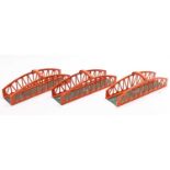 Three various loose Hornby Dublo Girder bridges, all of metal construction