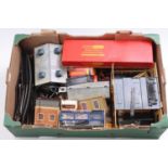 Large tray 00-gauge mainly Hornby buildings, some accessories and a small amount of track: including