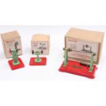 Three boxed Mamod line shaft accessories, to include a model power press, miniature grinding machine