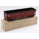 Scratch-built G scale 3 compartment hopper wagon ‘Pennsylvania’ oxide with white lettering, on two