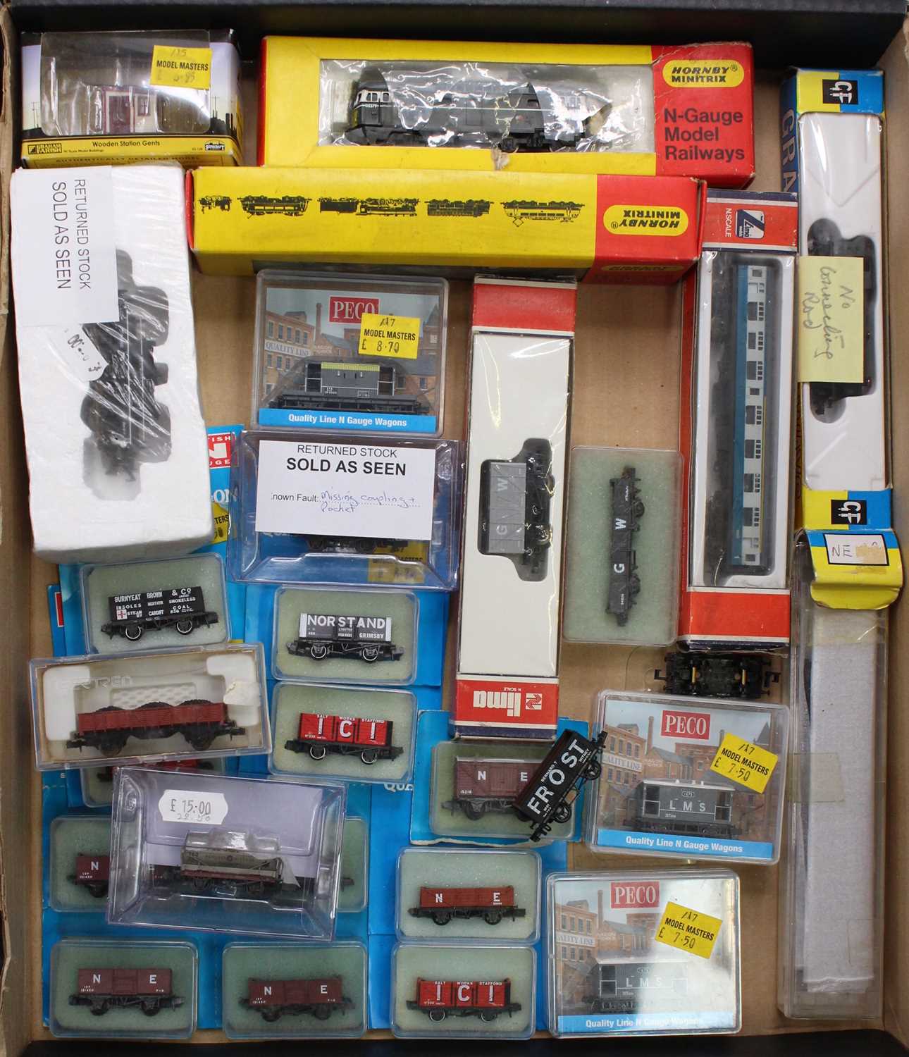 Three various trays containing a good selection of various N gauge related rolling stock, - Image 4 of 4