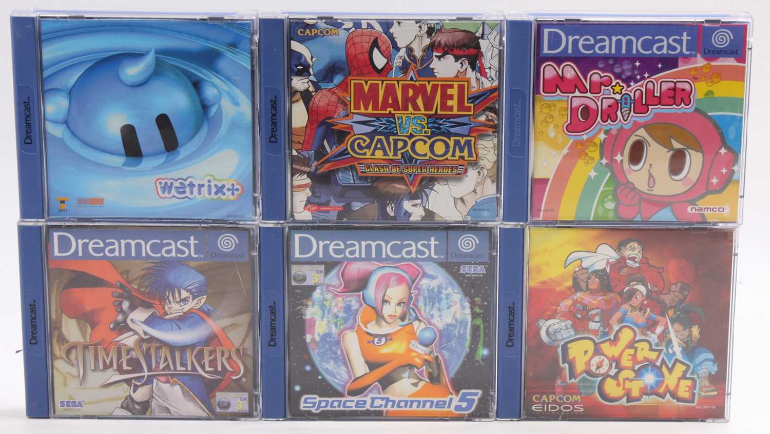 A collection of six Dreamcast video games all housed in original plastic casing to include Time