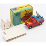 Corgi Toys No. 487 Chipperfields Circus Land Rover Parade vehicle, red body with blue back, standing