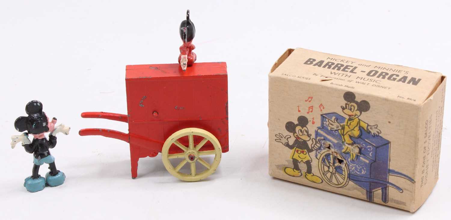 Salco, circa 1949 - Mickey & Minnie's Barrel Organ, comprising: Barrel Organ Handcart in red with - Image 2 of 4