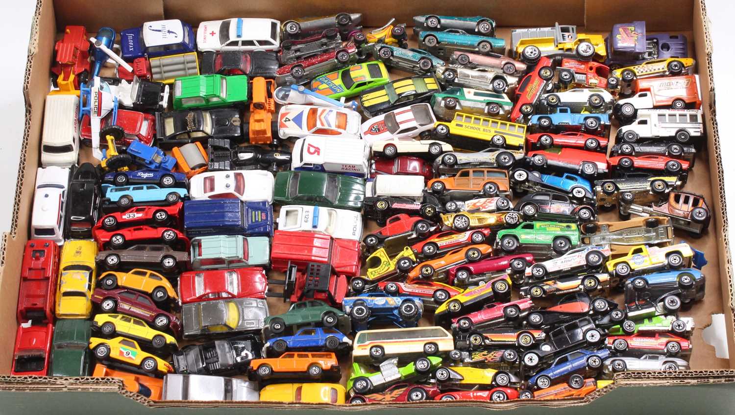 Two trays containing a collection of mixed Matchbox Hotwheels and similar scale modern release and - Image 2 of 3