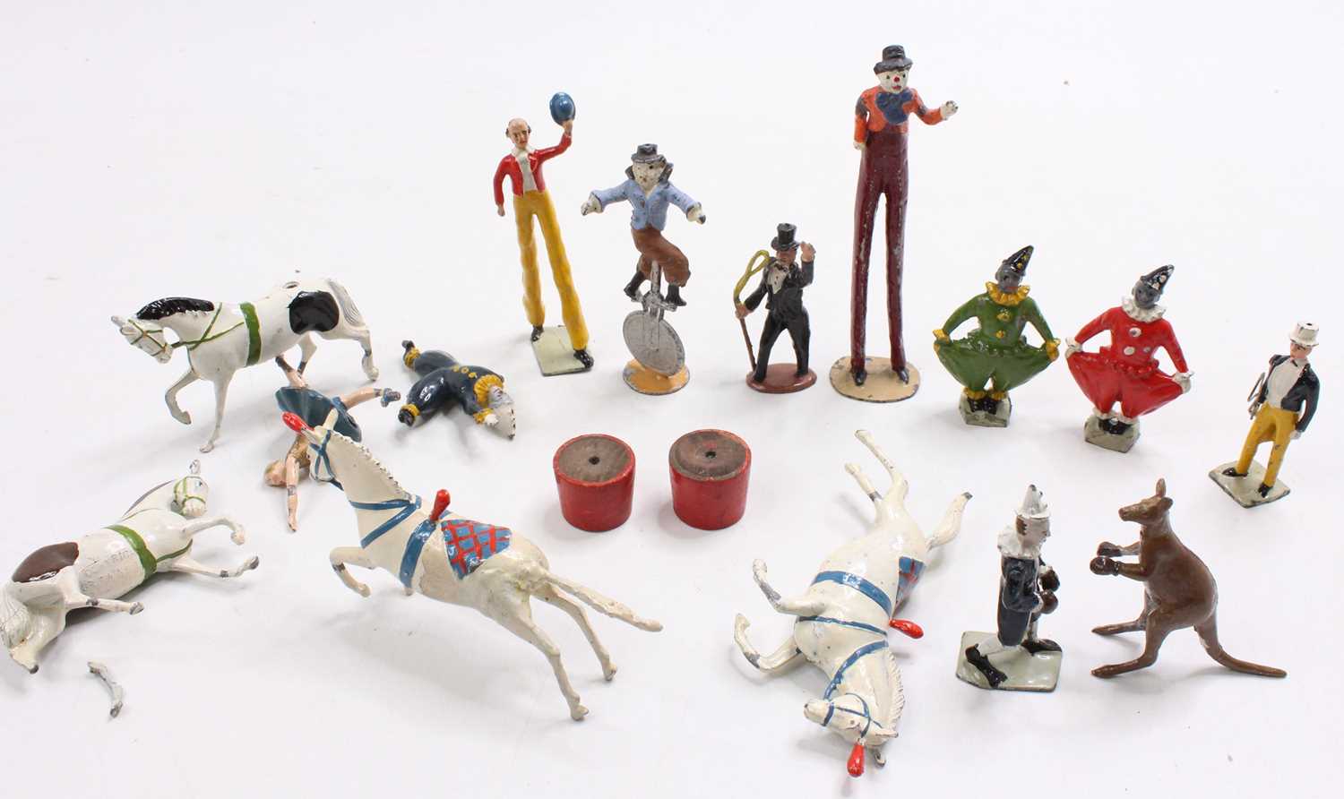 A collection of Britains Circus release lead and hollow cast figures to include No. 352B trotting