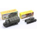 French Dinky Toys military boxed group of 2 comprising No. 827 Panhard FL 10 Armoured Car (VNM-BNM),