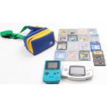 A collection of various Nintendo Game Boy and Game Boy Advance consoles and games to include a