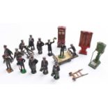 Collection of mixed Britains, John Hill co and similar lead hollowcast railwayman figures,