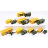 Dinky Toys military group of 8 including No. 626 Military Ambulance, No. 621 Army 1 Ton Cargo Truck,