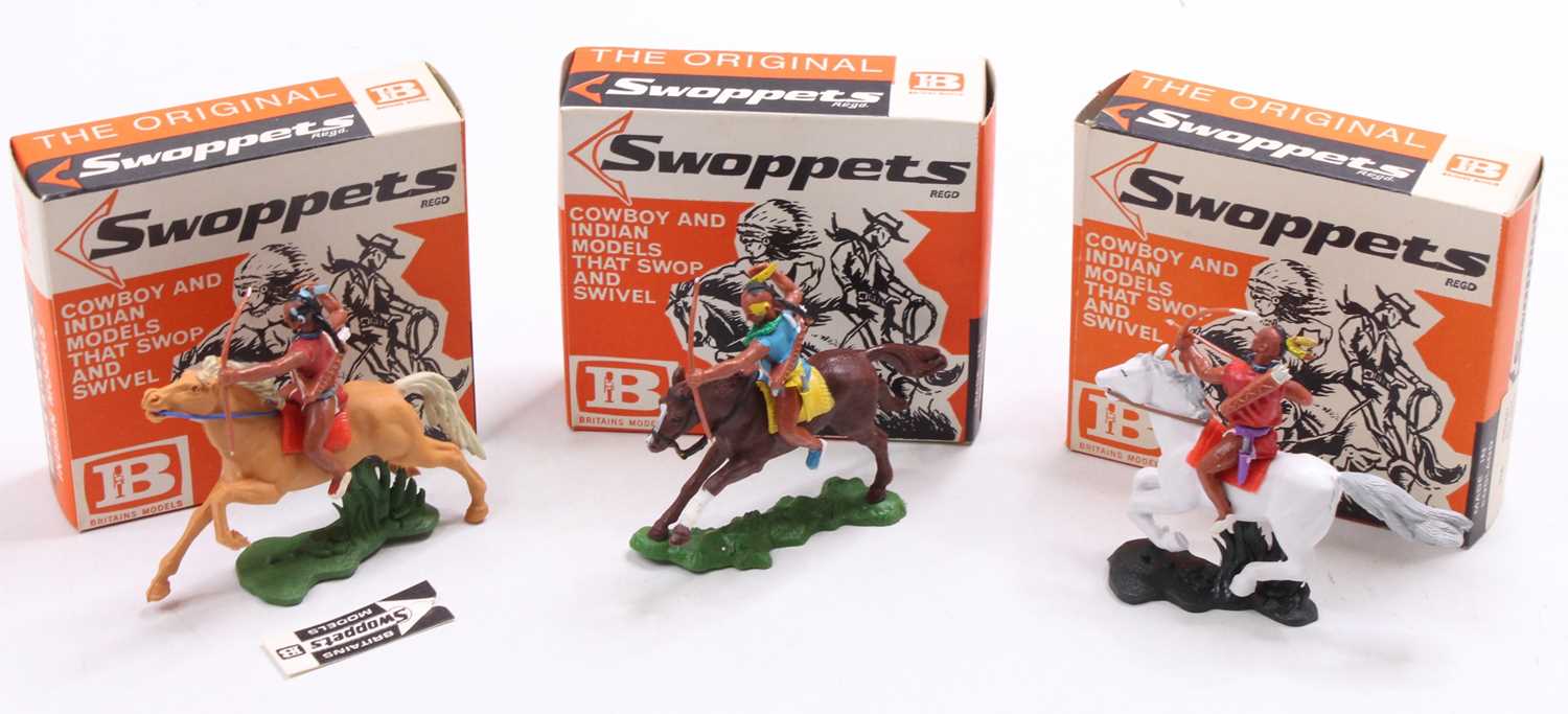 A Britains Swoppets boxed Indian figure group to include 2x No. 532 Indian Brave with bow mounted,