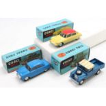 Corgi Toys boxed group of 3 comprising No. 210 Citroen DS 19 in primrose yellow with a red roof, and