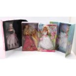 4 boxed Mattel Barbie Dolls, with examples including Timeless Silhouette Barbie, Ballet Masquerade
