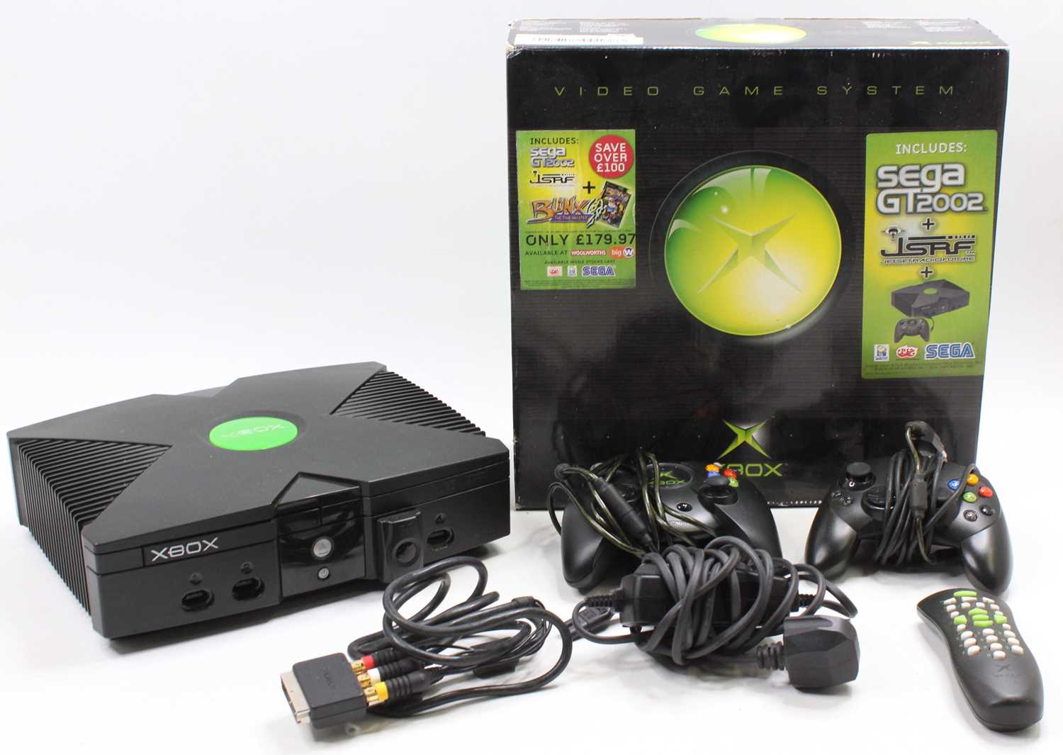 An original Xbox Series 1 console, together with various power leads, Xbox remote, original box, and